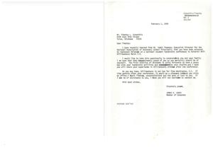 ["Timothy Eckenfels has been selected to represent Oklahoma at a national student leadership conference in Colonial Williamsburg. He will receive a scholarship and compete for additional scholarships. James R. Jones congratulates Timothy and invites him to visit his office in Washington, D.C. Scott Thomson informs James R. Jones of Timothy's selection and praises the quality of students from Oklahoma."]