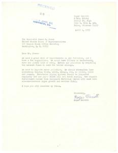 ["Roger Merritt is writing to Congressman James R. Jones to express his concerns about air and water pollution. He suggests implementing filters on smokestacks, cars, and planes, as well as recycling exhaust fumes for better mileage in cars. He also recommends strengthening laws on dumping trash and sewage in bodies of water, inspecting underwater piping systems regularly, and using organic fertilizers to prevent algae growth in streams. Roger hopes that his ideas will be considered for improving environmental issues."]