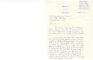 ["Cheryl Hawkins writes to Congressman James R. Jones about the issue of trash and pollution in neighborhoods. She suggests that every person on a block should keep their neighborhood clean, with fines imposed if it is not. She also mentions the importance of recycling trash to reduce pollution. Hawkins emphasizes the need for individuals to take responsibility for their environment."]