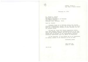 ["Thomas E. Carter, the Executive Secretary of The Baptist Foundation of Oklahoma, wrote a letter to Congressman James Jones expressing his concerns about the increasing cost of government and the national debt. Carter believes that social security is not a sustainable retirement program and suggests implementing a surcharge tax to reduce the growing debt. He urges Congressman Jones to consider these issues and not prioritize \"giveaway\" programs for political gain."]