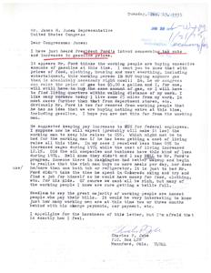 ["The author of the letter expresses frustration and anger towards President Ford's proposed tax cuts and gasoline price increases, arguing that working people are already struggling to make ends meet and cannot afford to pay more for gas. The author also criticizes Ford's suggestion to limit pay increases for federal employees to 05%, pointing out the disparity between wage increases and the cost of living. The author believes that the wealthy are not affected by these economic hardships and calls for government officials to be more in touch with the struggles of the working class."]
