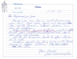 ["The document is from a small business owner who is concerned about the potential negative impact of the President's tax and tariff plan on businesses and employment. The writer suggests that the oil companies should handle the situation and expresses disapproval of forced busing of school children. They also mention the importance of conserving gasoline."]