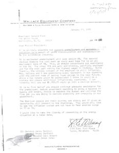 ["The document is addressed to President Gerald Ford from Peter E. Wallace, expressing concerns about unemployment and inflation, and suggesting that government assistance should focus on the 5% unemployed rather than the 92% employed. Wallace also advises against a tax rebate, suggesting it could lead to inflation, and recommends reducing government spending, balancing the budget, and continuing efforts to restore stability in the economy. He also mentions concerns about energy issues."]