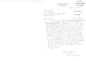 ["Mrs. David T. Urmston supports President Ford's economic and energy program, but does not agree with raising taxes on domestic oil. She believes that the market should govern oil prices and that taxes on windfall profits should be designed to encourage safe capital investment in drilling and other developments. She also believes that raising oil prices will not benefit consumers and will only benefit black market dealers."]