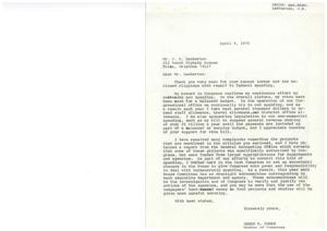 ["The document is a letter from Congressman James R. Jones discussing his efforts to cut government spending and control wasteful projects. He mentions specific examples of wasteful spending, such as studying why children fall off bicycles and the mating calls of toads, as well as excessive office refurbishments and vanity projects by government officials. Jones also mentions legislation he is sponsoring to cut non-essential spending. He highlights the need for more accountability and oversight in government spending."]
