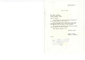 Condolence Letter from Congressman James R. Jones to John D. Exline on the Death of his Mother, 1973-07-16