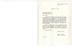 Correspondence between Miss Leslie Anne Ellis and Congressman James R. Jones regarding Scholarship and Gender Misunderstanding, 1974-01-23