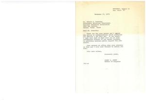 Correspondence Between Congressman James R. Jones and Robert S. Esworthy, Government Relations Consultant at National Education Association, Regarding a Missed Meeting, 1973-12-13