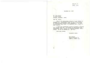 Correspondence Regarding Troy Earls&#39; Inquiry to Congressman James R. Jones, 1975-11-26