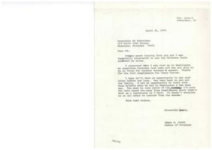 Correspondence between Gen. Ed Edmondson and James R. Jones, discussing Senator Bentsen&#39;s Speech and Other Matters, 1975-04-10