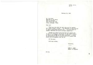 Congressman James R. Jones Correspondence with Len Eaton Regarding Political Fundraising, 1983-01-28