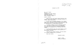 Correspondence Between Congressman James R. Jones and R.M. Sawyer on Government Control of Prices, Wages, and Profits in 1975, 1975-01-06