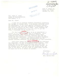 Letter to Rep. James R. Jones on Federal Debt, Inflation and Energy Crisis, 1975-01-23