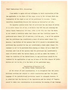 Dissenting Opinion of Chief Commissioner Witt on the Construction of the Indian Claims Commission Act, 1946-08-13