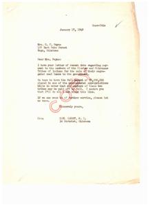 Coal Land Payment for Choctaw and Chickasaw Tribes, 1949-01-17