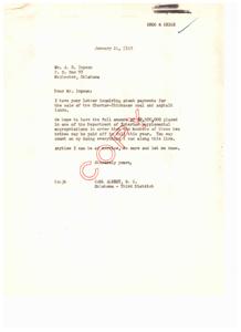 Payment Inquiries for Choctaw-Chickasaw Coal and Asphalt Lands, 1949-01-24