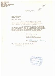 Land Purchase Inquiry: Mrs. Lige Ford&#39;s Request, 1949-03-24