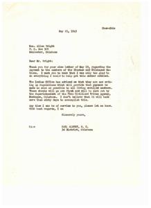 Payment Progress for Choctaw and Chickasaw Nations, 1949-05-19