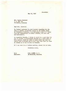 Indian Land Sale Inquiry: Response from Carl Albert, M.C., 1948-06-24