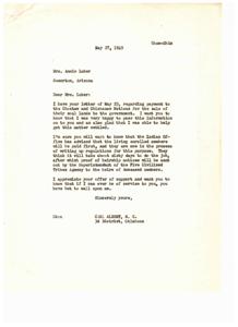 Settlement of Choctaw and Chickasaw Coal Lands Payment, 1949-05-27