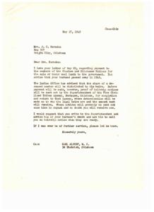 Inheritance of Coal Lands for Choctaw and Chickasaw Nations, 1949-05-22
