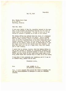 Inquiry Regarding Heirship Payment for Choctaw and Chickasaw Nations, 1949-05-27