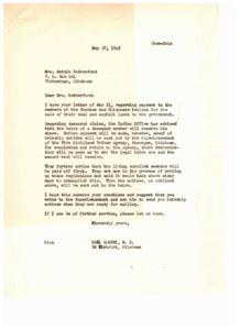 Distribution of Payments for Choctaw and Chickasaw Nations Land Sale, 1949-05-27