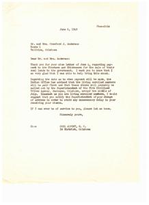 Gratitude for the Payment of Coal Lands: A Letter to Congressman Carl Albert, 1949-06-06