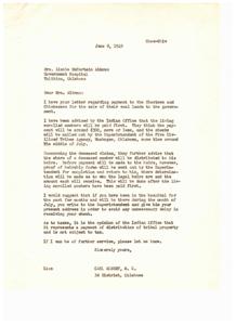Payment for Coal Lands: A Letter from Congressman Carl Albert, 1949-06-08