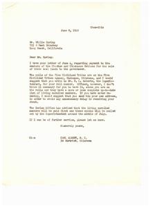 Payment for Coal Lands: Update on Choctaw and Chickasaw Nations, 1949-06-08
