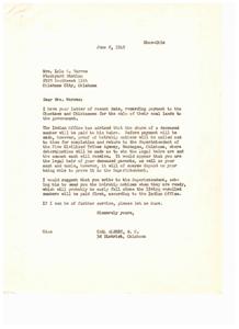 Inquiry Regarding Payment for Coal Lands to Choctaws and Chickasaws, 1949-06-08