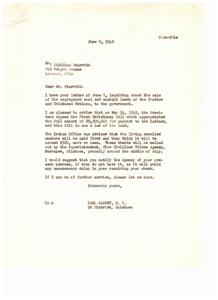 Inquiry Regarding Choctaw and Chickasaw Nations&#39; Payment, 1949-05-24
