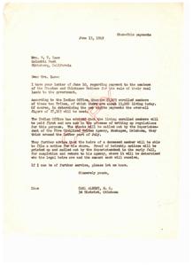 Choe-Chic Payments: Updates on Per Capita Payments for Choctaw and Chickasaw Nations, 1949-06-10