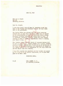 Inquiry about Payment for Choctaw and Chickasaw Indians, 1949-06-16