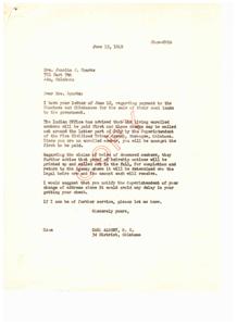 Payment Updates for Choctaws and Chickasaws, 1949-06-15