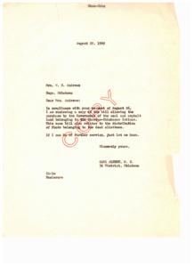 Legislation Concerning Choctaw-Chickasaw Indian Land and Funds, 1949-08-29