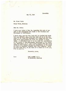 Inquiry Regarding Sale of Segregated Coal Lands of Choctaws and Chickasaws, 1949-05-27