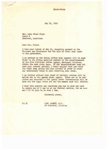Payment for Choctaw and Chickasaw Coal Lands: Important Information, 1949-05-31