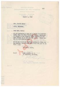 Correspondence Regarding Choctaw Tribal Enrollment Inquiry in 1949, 1949-07-28
