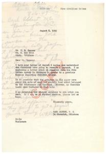 Correspondence Regarding Cherokee Claims and Potential Payments in 1949, 1949-08-08