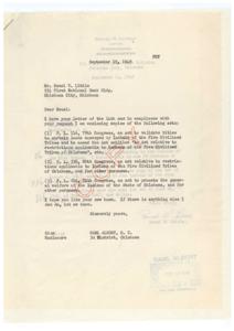 Correspondence Between Lawyer Reuel W. Little and Congressman Carl Albert Regarding Indian Land Title Acts, 1949, 1949-01-01 - 1949-12-31