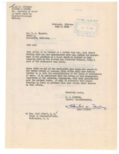 Correspondence Regarding the Purchase of a House on Choctaw-Chickasaw Lands in 1949, 1949-06-27