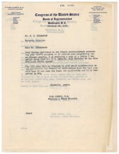 Correspondence Between Carl Albert and J.O. Litchford Regarding Old Age Pension and Property Ownership, 1950, 1950-01-14