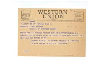 Preserving Eufaula Indian School: 1949 Telegram Transcript and Correspondence, 1949-01-08