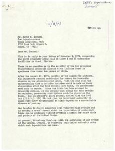 Correspondence between a constituent and an aid to Congressman James R. Jones regarding changes to the supervision of the Veterinary Services branch of the Animal and Plan Health Inspection Service Department of the United States Department of Agriculture, 1973-02-09