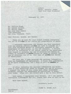 Correspondence between a constituent and Congressman James R. Jones regarding the Animal Welfare Act of 1970, 1973-07-20