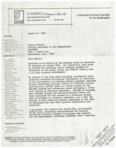 Correspondence between representatives from Goodwill Industries of Tulsa and representatives of ACTION, in addition to a report from Goodwill Industries of Tulsa titled &#39;Business Development for Volunteer Service&#39;, 1978-08-15