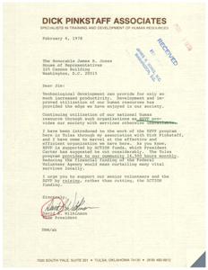 Letter from a constituent to Congressman James R. Jones regarding a proposed budget cut for the Retired Senior Volunteer Program, 1978-02-06