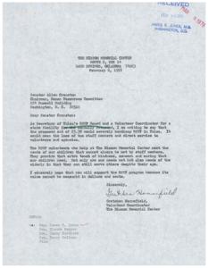 Letter from the Volunteer Coordinator at the Hissom Memorial Center to Congressman James R. Jones regarding a proposed budget cut for the Retired Senior Volunteer Program, 1978-02-06