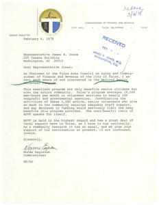 Letter from the Tulsa City Commissioner of Finance and Revenue to Congressman James R. Jones regarding a proposed budget cut for the Retired Senior Volunteer Program, 1978-02-06